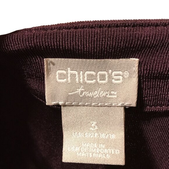 Chico's Travelers Deep Plum Open Front‎ 3/4 length sleeve Women s Size XL Shirt - Picture 4 of 5